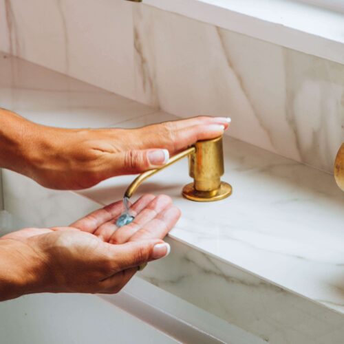 Unlacquered brass soap dispenser