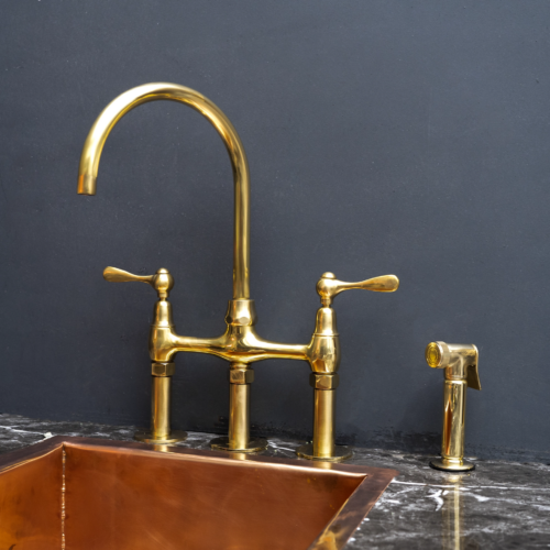 Unpainted Brass 3 Holes Bridge Faucet - Image 4