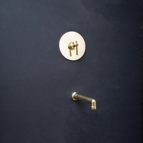 Handmade Brass Wall-Mounted Tub Filler with Thermostatic Valve