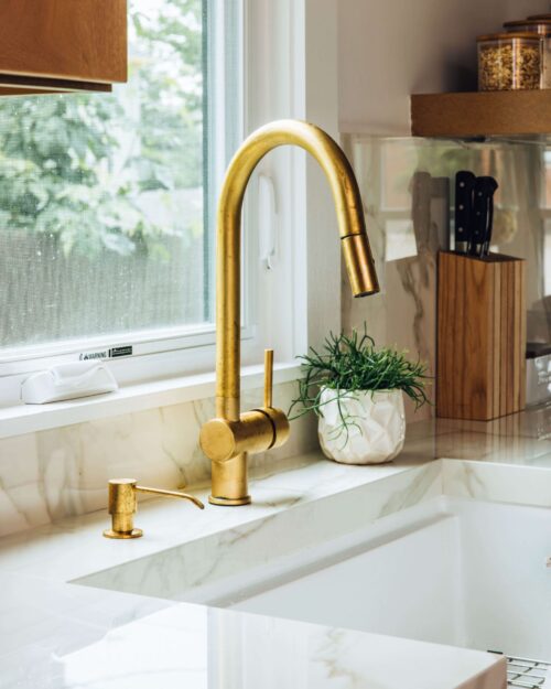 Unlacquered Brass Pull-Down Kitchen Faucet - Image 3