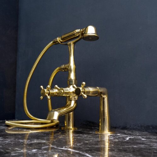 Unpainted Brass Deck Mount Tub Filler - Image 3