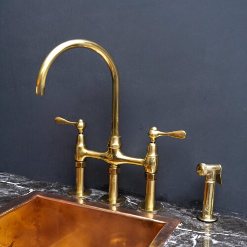 Unpainted Brass 3 Holes Bridge Faucet - Image 5