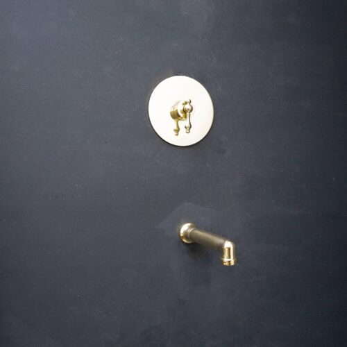 Handmade Brass Wall-Mounted Tub Filler and Lavatory/Kitchen Faucet with Thermostatic Valve