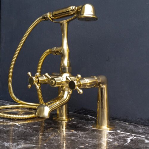 Unpainted Brass Deck Mount Tub Filler - Image 4