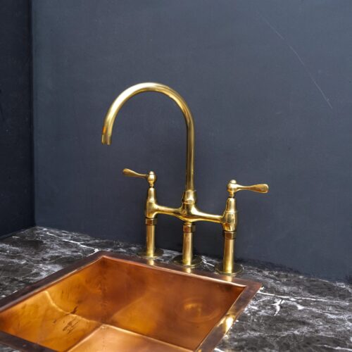 Unpainted Brass 3 Holes Bridge Faucet - Image 7