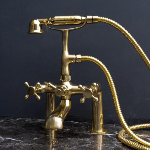 Unpainted Brass Deck Mount Tub Filler - Image 5