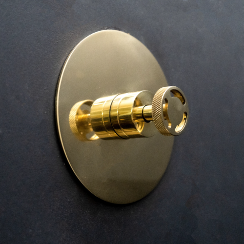 Unlacquered Brass Termostatic Shower Set with Dome Hea - Image 2