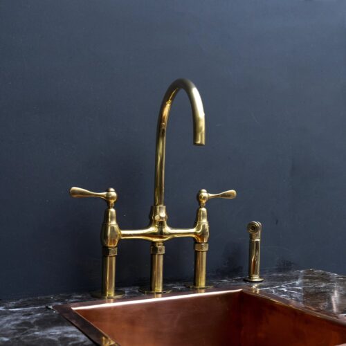 Unpainted Brass 3 Holes Bridge Faucet - Image 8