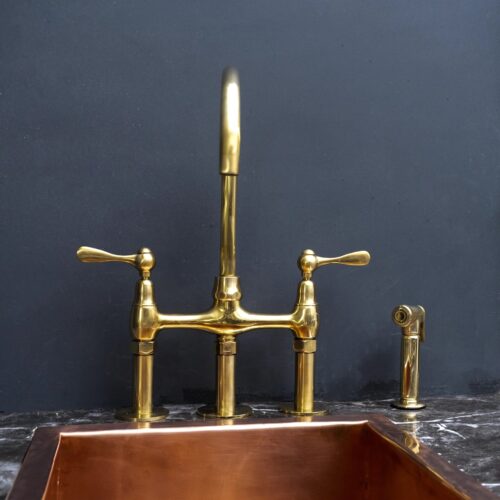 Unpainted Brass 3 Holes Bridge Faucet - Image 3