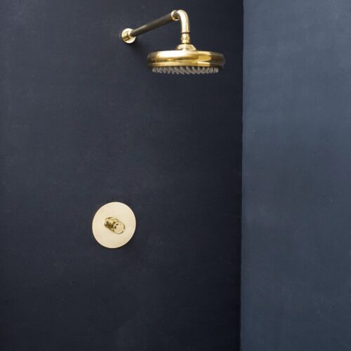 Unlacquered Brass Termostatic Shower Set with Dome Hea - Image 3