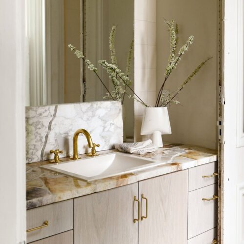 Unlacquered Brass Deck Mount Lavatory Faucet