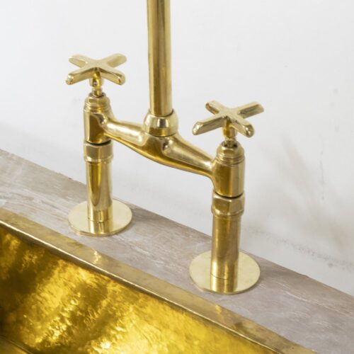 Unlacquered Brass Bridge Kitchen Faucet - Image 2