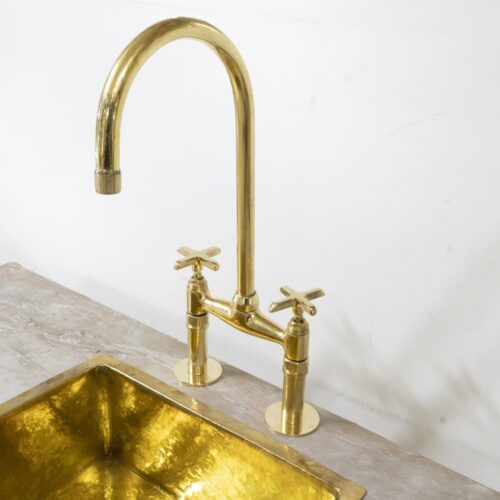 Unlacquered Brass Bridge Kitchen Faucet