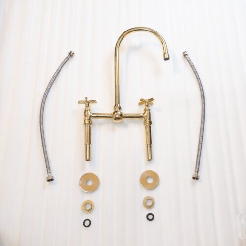 Unlacquered Brass Bridge Kitchen Faucet - Image 3