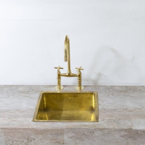 Unlacquered Brass Bridge Kitchen Faucet - Image 4