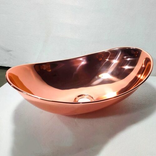 Copper Handfracted Vessel Bathroom Sink - Image 4