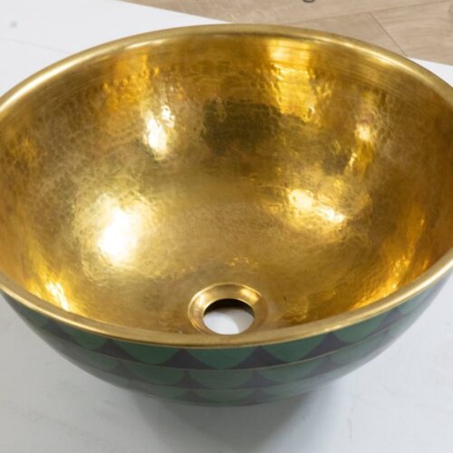 Hammered Brass And Wood Vessel Sink - Image 2