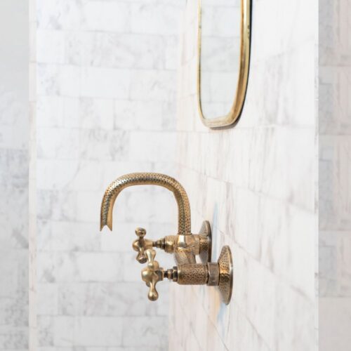 Hammered Wall Mount Oil Rubbed Brass Bath Faucet - Image 6