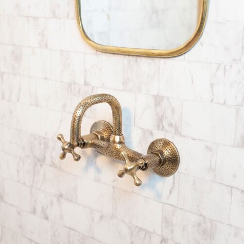 Hammered Wall Mount Oil Rubbed Brass Bath Faucet - Image 7