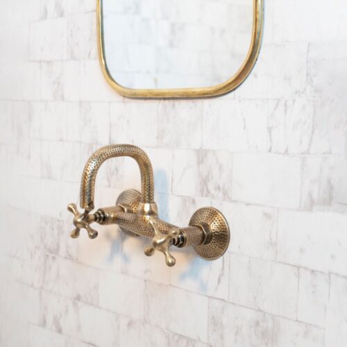 Hammered Wall Mount Oil Rubbed Brass Bath Faucet - Image 3