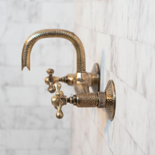 Hammered Wall Mount Oil Rubbed Brass Bath Faucet - Image 2