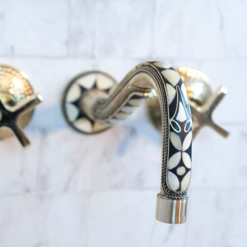 Handcrafted Cobra Wood & Brass Wall Mounted faucet - Image 2