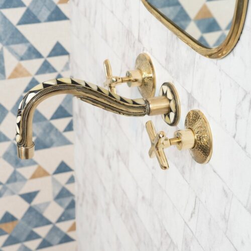 Handcrafted Cobra Wood & Brass Wall Mounted faucet - Image 12