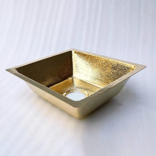 Handcrafted Hammered Unlacquered Brass Kitchen Sink