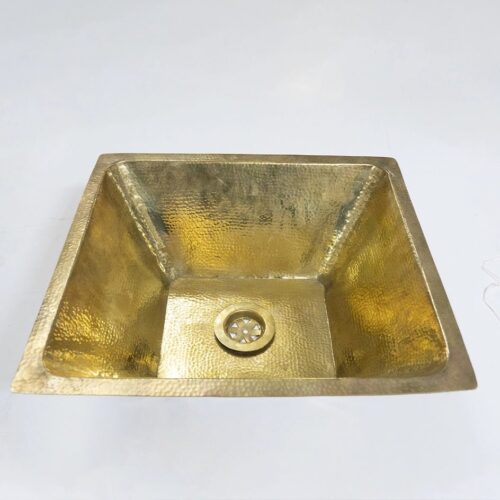 Handcrafted Unlacquered Brass Bathroom Sink - Image 3