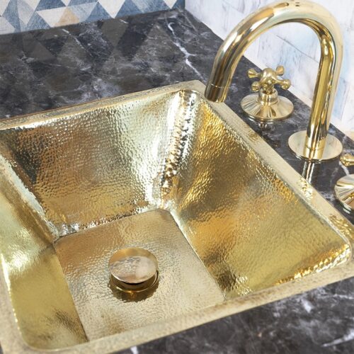 Handcrafted Unlacquered Brass Bathroom Sink