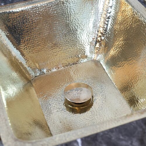 Handcrafted Unlacquered Brass Bathroom Sink - Image 2