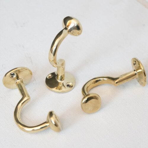 Handcrafted Unlacquered Brass Hooks For Wall - Image 5