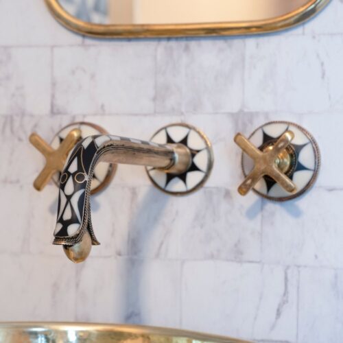 Wood & Brass Wall Faucet - Image 3