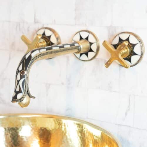 Wood & Brass Wall Faucet