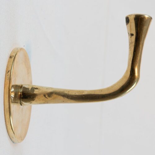 Set of Handcrafted Unlacquered Brass Hooks For Wall