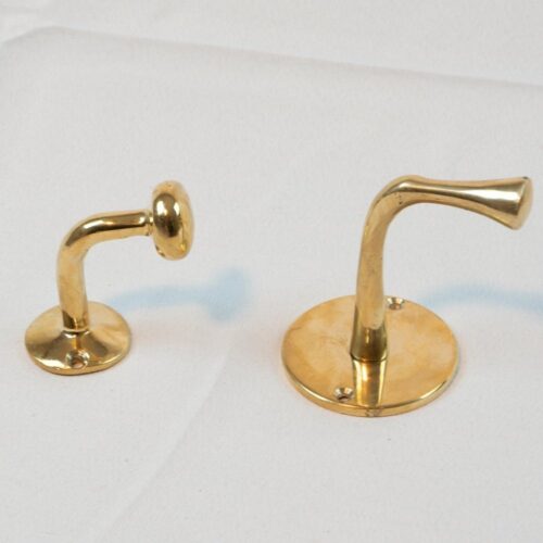 Set of Handcrafted Unlacquered Brass Hooks For Wall - Image 3