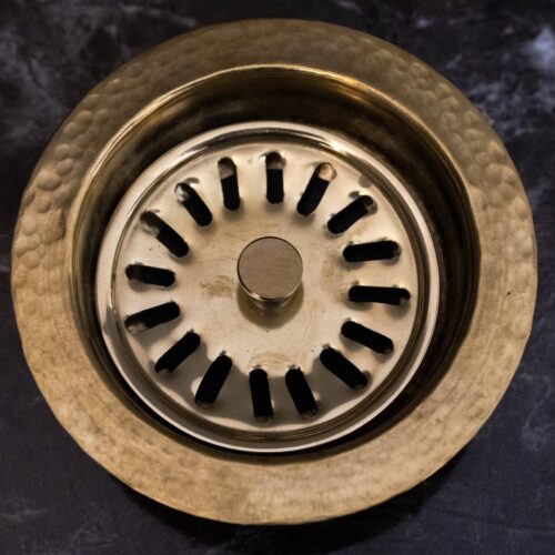 Slotted Strainer Basket With Lift Stopper 3-1/2", Brass Kitchen Sink Drain - Image 3