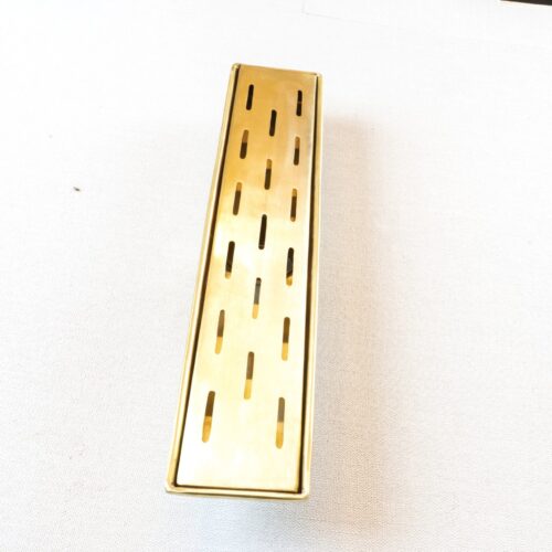 Solid Brass Linear Floor Drain, Unlacquered Rectangular Shower Drain - Image 2