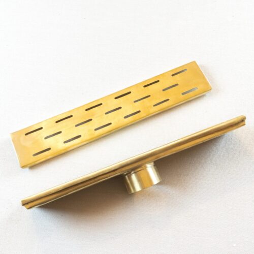 Solid Brass Linear Floor Drain, Unlacquered Rectangular Shower Drain - Image 5