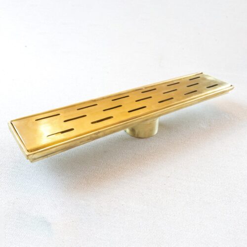 Solid Brass Linear Floor Drain, Unlacquered Rectangular Shower Drain