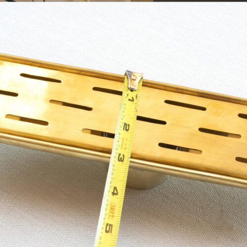 Solid Brass Linear Floor Drain, Unlacquered Rectangular Shower Drain - Image 3