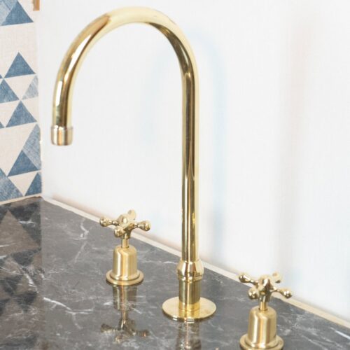 The Bell Widespread Unlacquered Brass Kitchen Faucet - Image 3