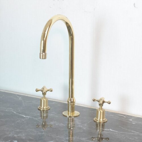 The Bell Widespread Unlacquered Brass Kitchen Faucet - Image 7