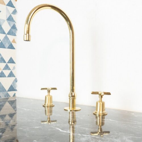 The Bell Widespread Unlacquered Brass Kitchen Faucet - Image 14