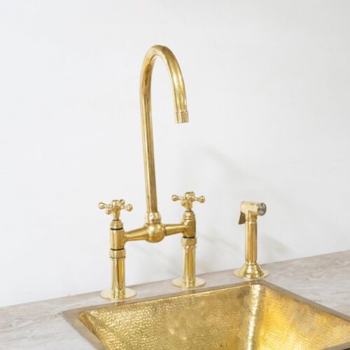 The Brass Bridge Kitchen Faucet With Sprayer - Image 6