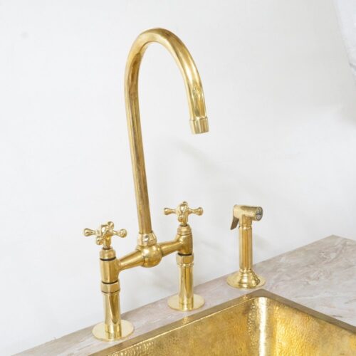 The Brass Bridge Kitchen Faucet With Sprayer - Image 4