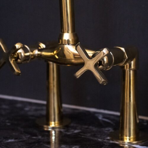 Unlacquered Brass Bridge Kitchen Faucet - Image 3