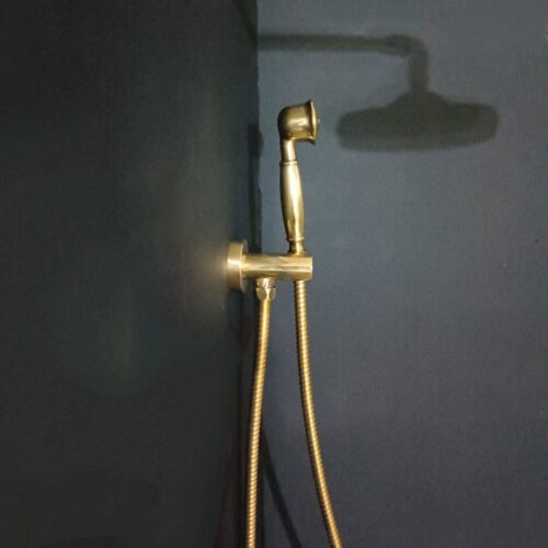 Unlacquered Brass Concealed Shower with cross handle - Image 7