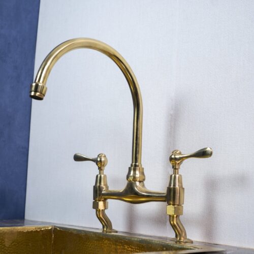 Unlacquered Brass Curved Legs Bridge Faucet - Image 3