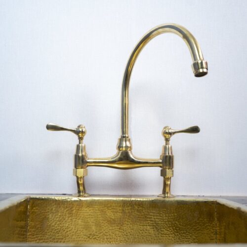 Unlacquered Brass Curved Legs Bridge Faucet - Image 2